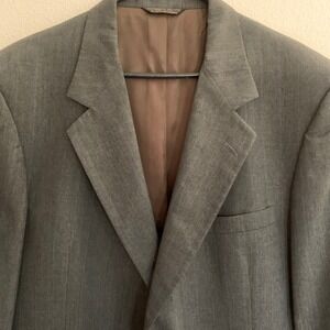 Vintage Mens Gray Pinstripe Blazer Sport Coat Made‎ in USA 48L